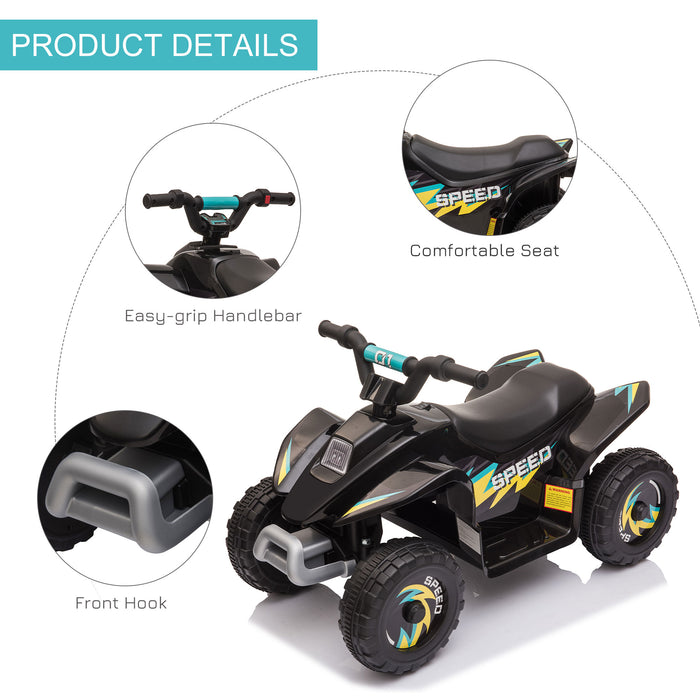 6V Kids Electric Ride on Car ATV Toy Quad Bike Four Big Wheels w/ Forward Reverse Functions Toddlers aged 18-36 months Black