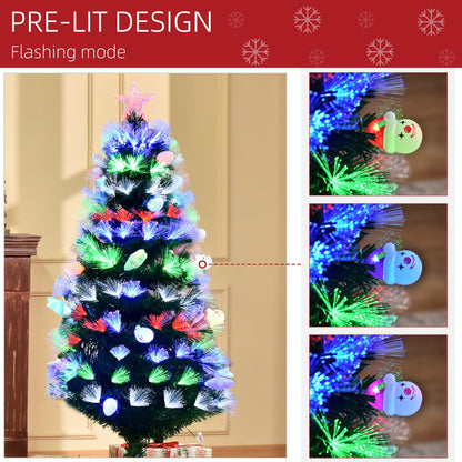 5ft Pre-Lit Fibre Optic Christmas Tree with 170 Multicolour LEDs & Baubles