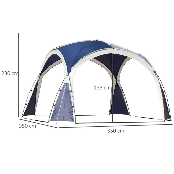 Outsunny 3.5 x 3.5M Camping Gazebo, Outdoor Event Shelter Dome Tent Garden Sun Shelter Patio Spire Arc Pavilion Camp Sun Shade, Blue and Grey