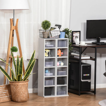 204 CD Media Display Shelf Unit Set of 2 Blu-Ray DVD Tower Rack w/ Adjustable Shelves Bookcase Storage Organiser, Grey