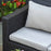 6-Seater Garden Rattan Wicker Sofa Set w/ Coffee Table, Wicker Weave Chair, Space-saving Footstool, Padded Cushions, Black