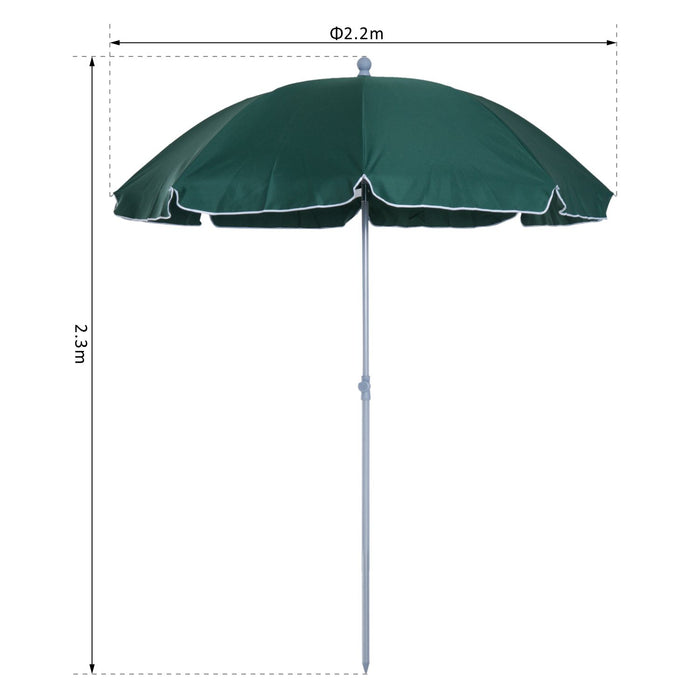 Beach Umbrella Parasol,φ2.2m, Steel-Dark Green