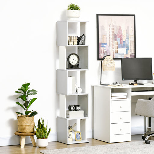 Modern 5-Tier Bookshelf, Freestanding Bookcase Storage Shelving for Living Room Home Office Study, Light Grey