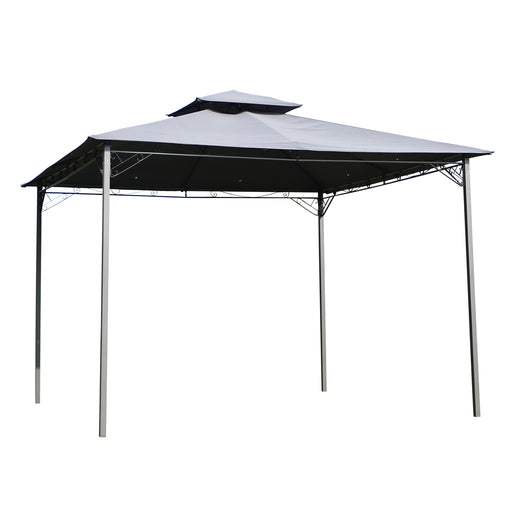 Outsunny 3x3(m) Outdoor Patio Gazebo Steel Canopy Tent Pavilion 2-Tier Roof Top Garden Sunshade Grey