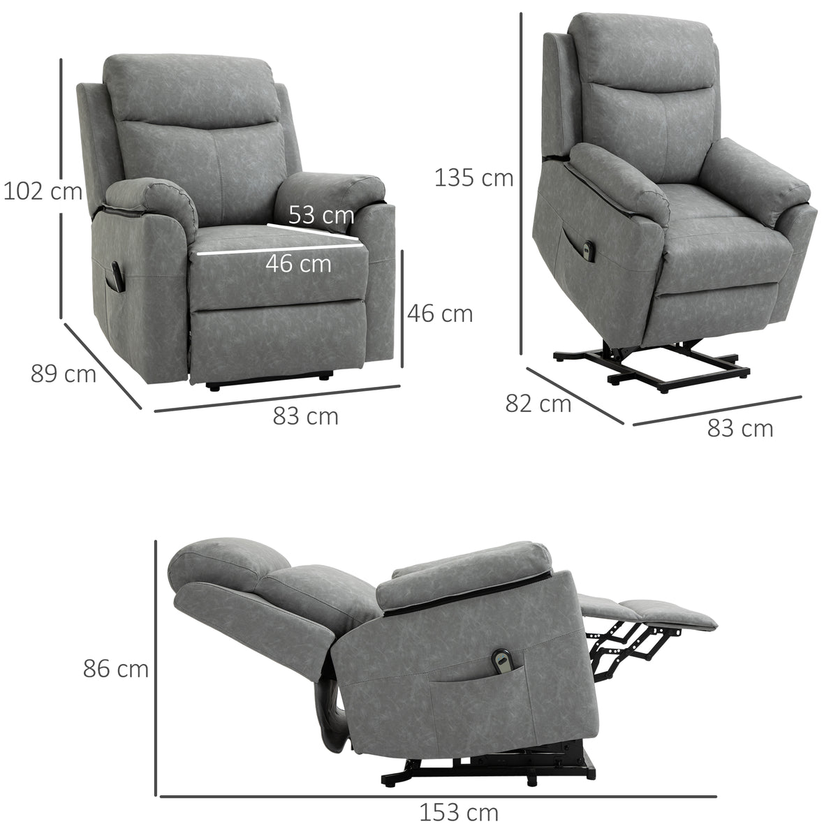 Power Lift Chair Recliner Chair in Grey
