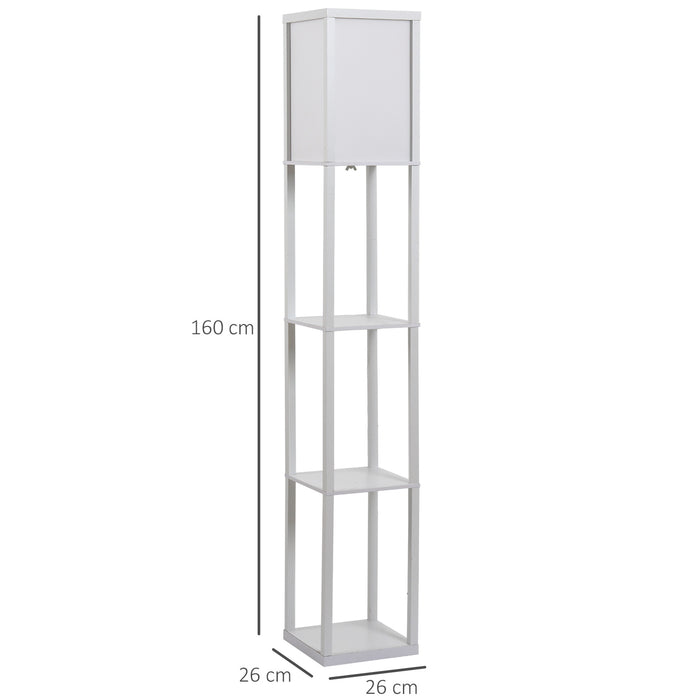 Standing Lamp, Floor Light with 4-Tier Storage Shelf, Reading Standing Lamp White