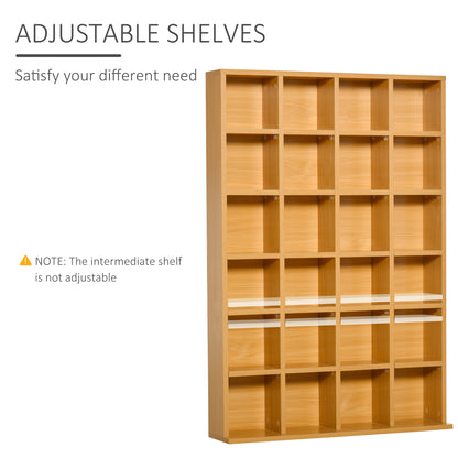 480 CD / 312 DVD Storage Shelf Rack Media Storage Unit Shelves Racks Wooden Bookcase Display Unit with 4 Adjustable Shelves Wood