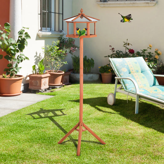 Wooden Bird Table Free Standing Bird Feeder Parrot Stand for Garden Patio or Balcony 153cm High