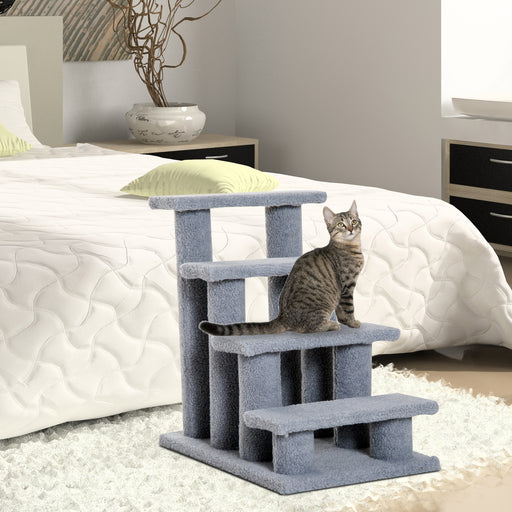 Dog Steps for Bed 4 Step Pet Stairs for Sofa Dog Cat Climb Ladder 63x43x60 cm Grey