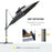 3m Cantilever Parasol w/ Solar Lights Power Bank Cross Base Adjustable Canopy 360° Spin Outdoor Garden Umbrella 2-Tier Roof Sun Shade Grey