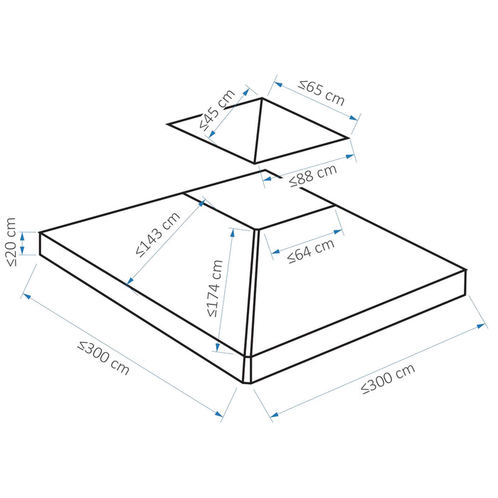 3 x 3(m) Gazebo Canopy Roof Top Replacement Cover Spare Part Light Grey (TOP ONLY)