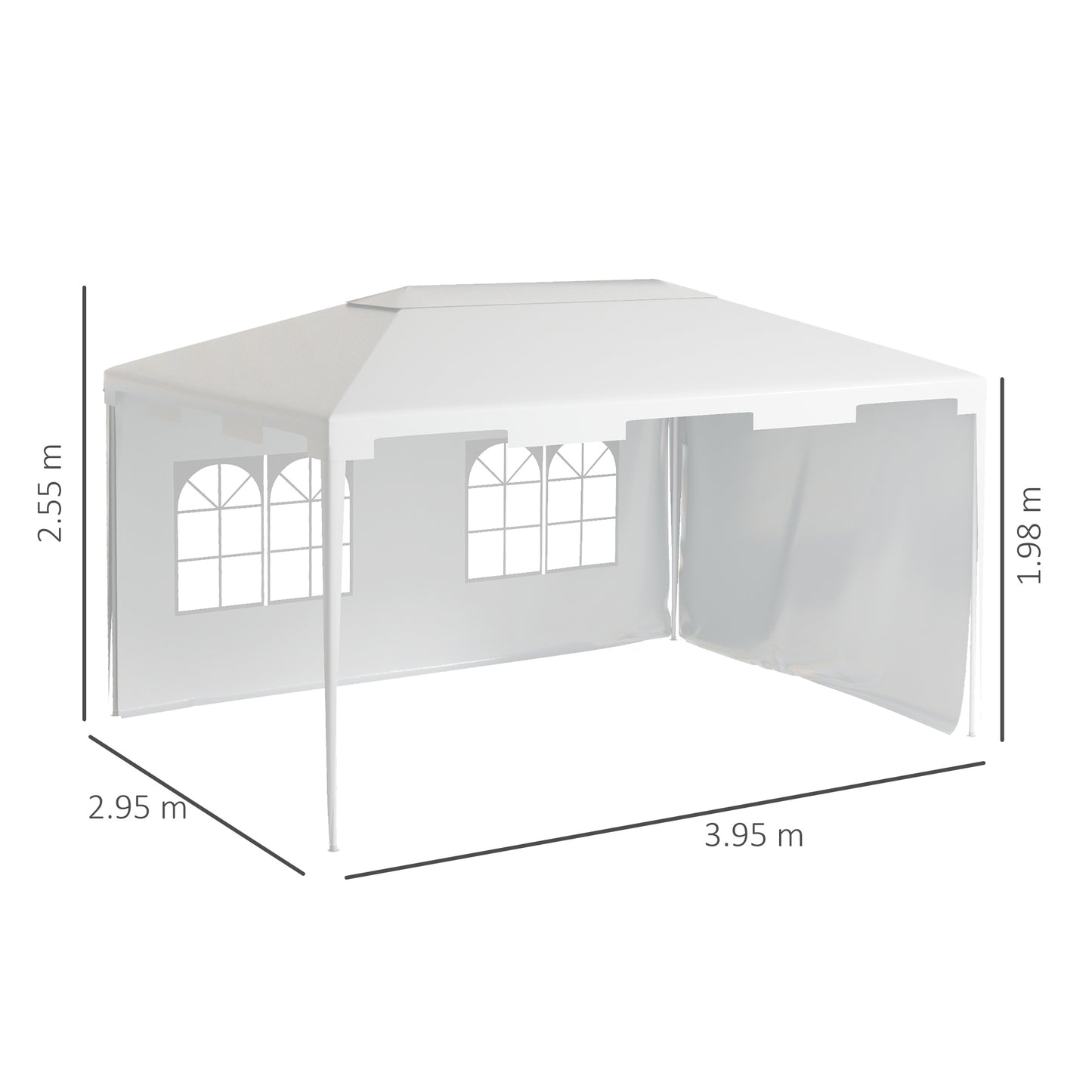 Warehouse Clearance - Outsunny 3 x 4 m Garden Gazebo Shelter Marquee Party Tent with 2 Sidewalls for Patio Yard Outdoor - White