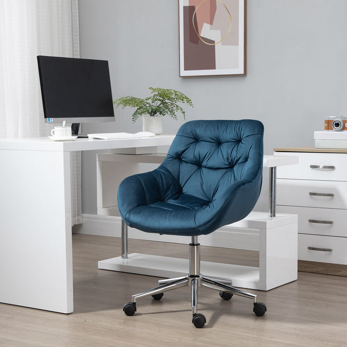 Home Office Chair Velvet Ergonomic Computer Chair Comfy Desk Chair with Adjustable Height, Arm and Back Support, Blue