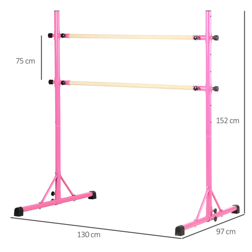 HOMCOM Freestanding Ballet Barre, Height Adjustable Ballet Bar with Non-slip Feet, for Home or Studio, Dance and Training Stretching