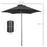 Parasols Umbrellas 2m Patio Outdoor Sun Shade with 6 Sturdy Ribs for Balcony, Bench, Garden, Black