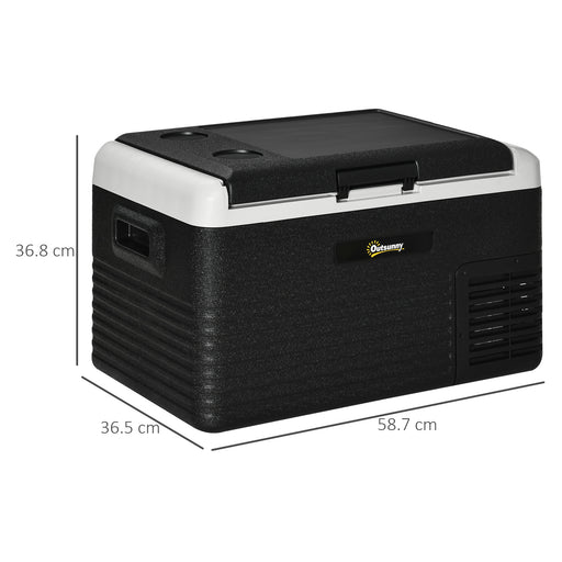 Outsunny 30L Car Refrigerator, Portable Compressor Car Fridge Freezer, Electric Cooler Box with 12/24V DC and 110-240V AC for Camping, Driving, Picnic, Down to -20âÃÃ¶âÃ«âÃ¢