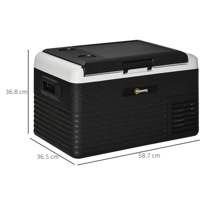 Outsunny 30L Car Refrigerator, Portable Compressor Car Fridge Freezer, Electric Cooler Box with 12/24V DC and 110-240V AC for Camping, Driving, Picnic, Down to -20