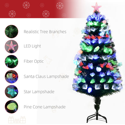 5ft Pre-Lit Fibre Optic Christmas Tree with 170 Multicolour LEDs & Baubles