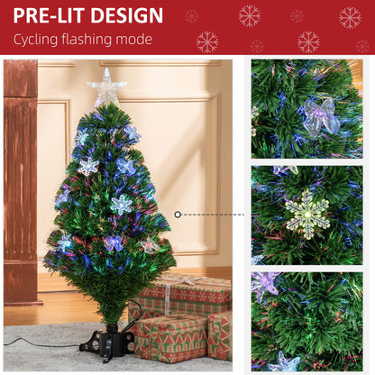 3ft Pre-Lit Fibre Optic Christmas Tree with Multicolour LEDs, Bows & Star