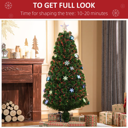 5ft Pre-Lit Fibre Optic Christmas Tree with Multicolour LEDs, Bows & Star