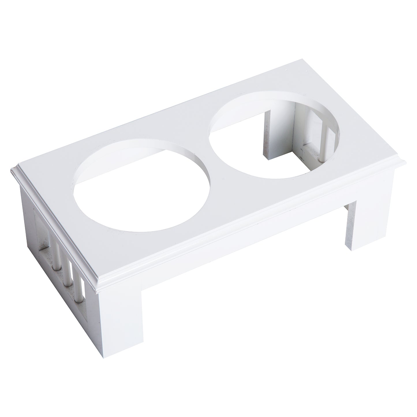 Stainless Steel Raised Dog Feeding Bowls with Stand Elevated Twin Pet Bowls Water Food Feeder 43.7L x 24W x 15H cm - White