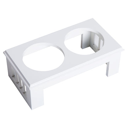 Stainless Steel Raised Dog Feeding Bowls with Stand Elevated Twin Pet Bowls Water Food Feeder 43.7L x 24W x 15H cm - White