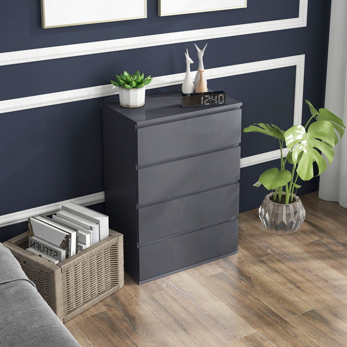 High Gloss Chest of Drawers, 4-Drawer Storage Cabinets, Modern Dresser, Storage Drawer Unit for Bedroom