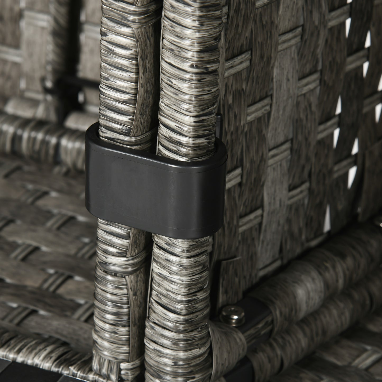 Outsunny 7 Pieces PE Rattan Garden Furniture Set, 50,000 BTU Gas Fire Pit Table, Double Corner Sofa and 3 Footstools, 6 Seater Furniture Sofa Sets with Cushions for Conservatory, Grey