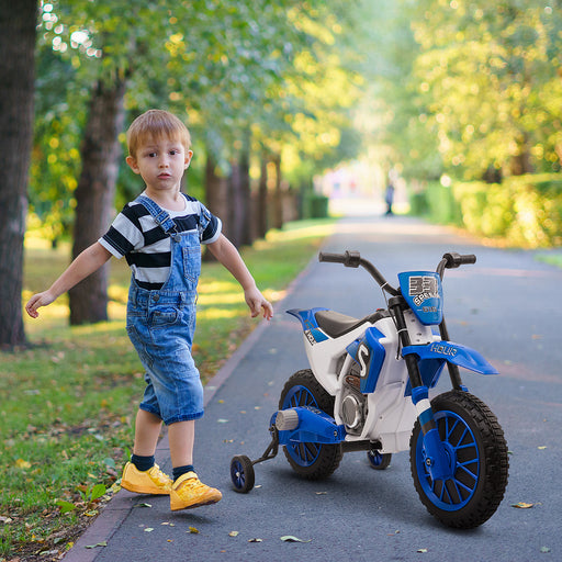 12V Kids Electric Motorbike Ride On Motorcycle Vehicle Toy with Training Wheels for 3-5 Years Old, Blue