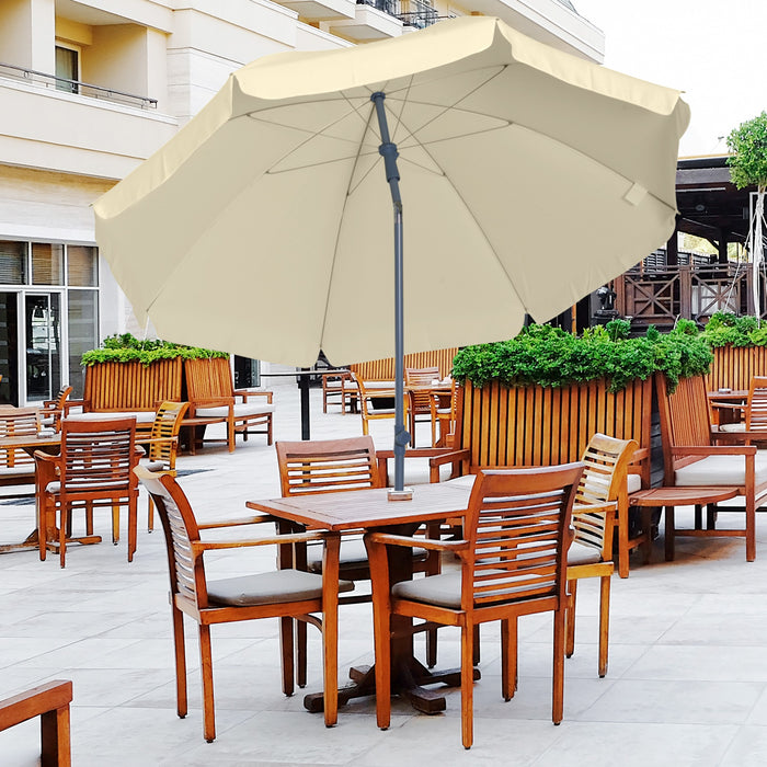 2.2M Tilt Beach Umbrella Parasol-Cream White