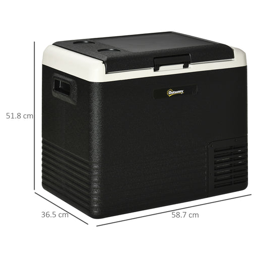 Outsunny 50L Car Refrigerator, Portable Compressor Car Fridge Freezer, Electric Cooler Box with 12/24V DC and 110-240V AC for Camping, Driving, Picnic, Down to -20âÃÃ¶âÃ«âÃ¢