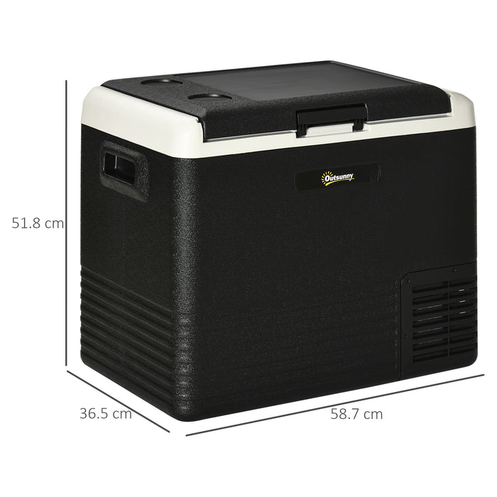 Outsunny 50L Car Refrigerator, Portable Compressor Car Fridge Freezer, Electric Cooler Box with 12/24V DC and 110-240V AC for Camping, Driving, Picnic, Down to -20