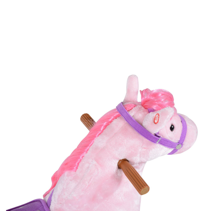 Kids Plush Ride On Walking Horse W/Sound-Pink