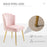 Velvet-Feel Shell Luxe Accent Chair, Glam Vanity Chair Makeup Seat, Home Bedroom Lounge with Metal Legs Comfort Padding, Pink