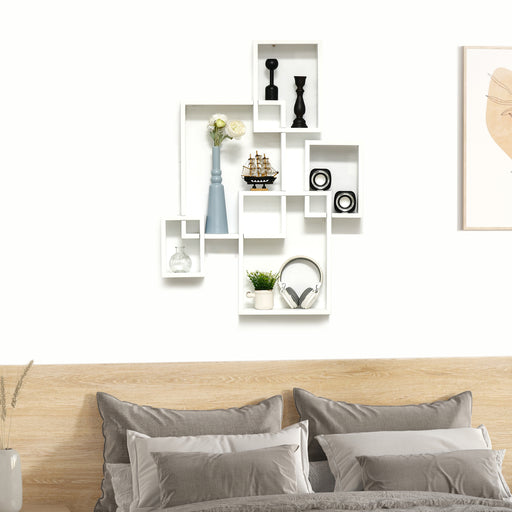 Floating Shelves, Wall Mounted Interlocking Cube Shelves, Display Wall Shelf for Living Room, Bedroom, Hallways, White