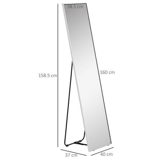 Full Length Mirror Wall-Mounted, 160 x 40 cm Freestanding Rectangle Dressing Mirror for Bedroom, Living Room, Black Frame