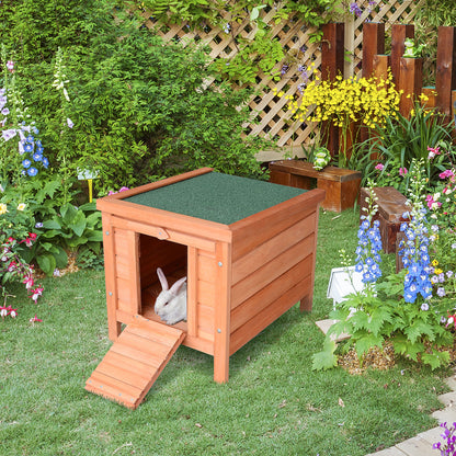 Wooden Rabbit Hutch Outdoor, Cat House, Guinea Pig Hutch, Rabbit Hideaway, Bunny Cage Small Animal House 51 x 42 x 43 cm, Natural