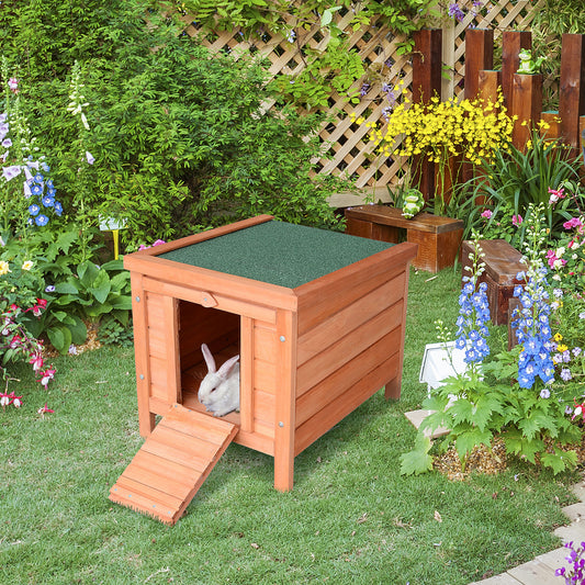 Wooden Rabbit Hutch Outdoor, Cat House, Guinea Pig Hutch, Rabbit Hideaway, Bunny Cage Small Animal House 51 x 42 x 43 cm, Natural