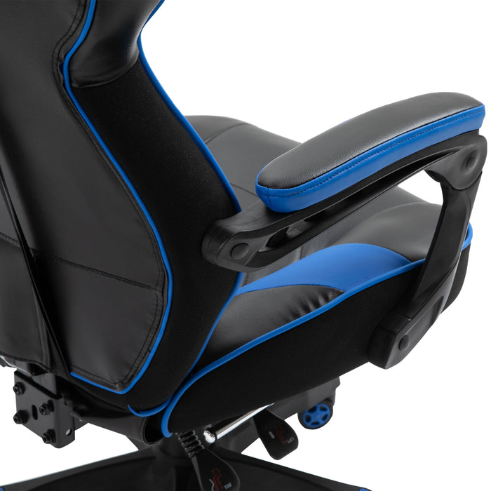 Ergonomic Racing Gaming Chair Office Desk Chair Adjustable Height Recliner with Wheels, Headrest, Lumbar Support, Retractable Footrest Blue