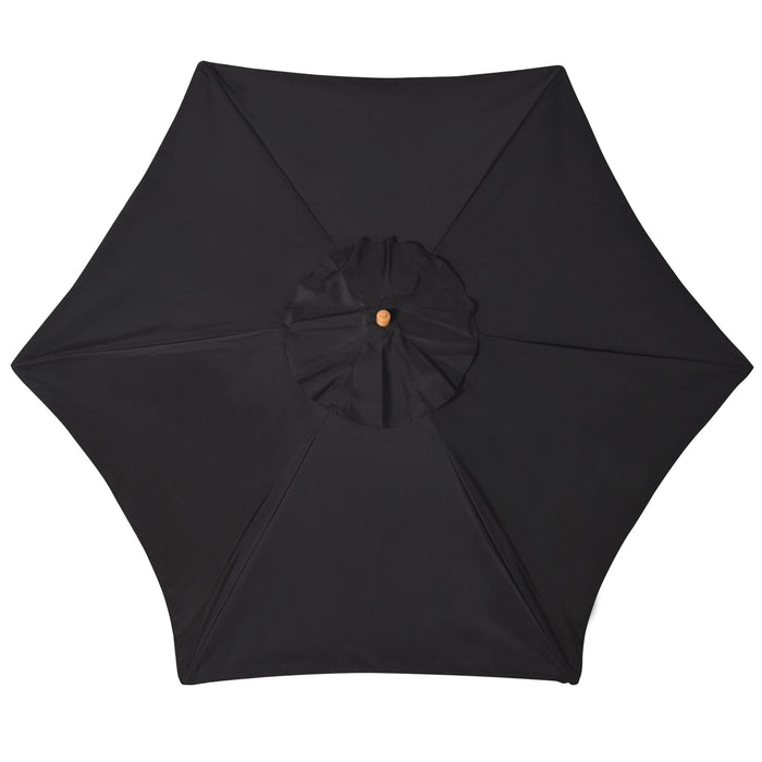 2.5m Wood Garden Parasol Sun Shade Patio Outdoor Wooden Umbrella Canopy Black