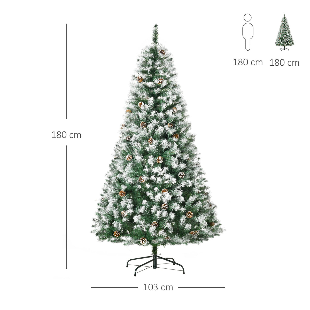 6ft Snow-Flecked Artificial Christmas Tree with Pinecones & 800 Tips
