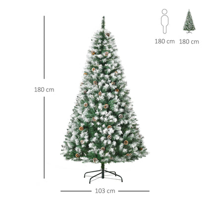 6ft Snow-Flecked Artificial Christmas Tree with Pinecones & 800 Tips