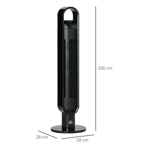 39" Tower Fan Cooling for Bedroom with Oscillating, 3 Speed, 12h Timer, LED Sensor Panel, Remote Controller, Black