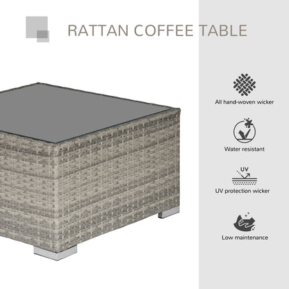 Outsunny Patio Rattan Coffee Table Ready to Use Outdoor Furniture Suitable for Garden Backyard, Grey
