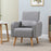 Accent Chair, Linen-Touch Armchair, Upholstered Leisure Lounge Sofa, Club Chair with Wooden Frame, Grey