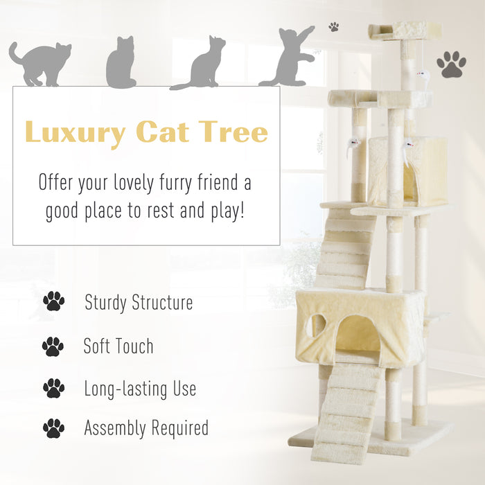 Cat Tree for Indoor Cats Play Tower Activity Center Kitten Scratch Post Climbing Tower 181 cm