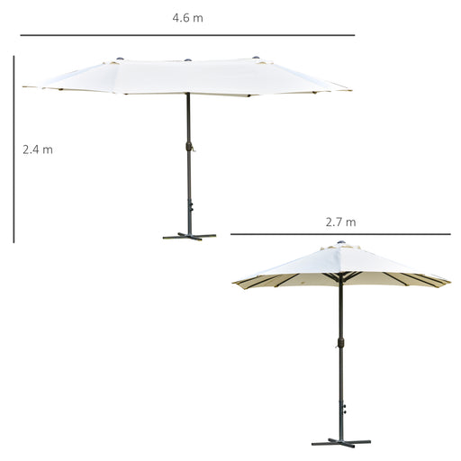 4.6m Garden Parasol Double-Sided Sun Umbrella Patio Market Shelter Canopy Shade Outdoor with Cross Base – Off White