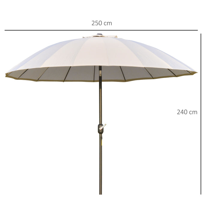 Ф255cm Patio Parasol Umbrella Outdoor Market Table Parasol with Push Button Tilt Crank and Sturdy Ribs for Garden Lawn Backyard Pool White