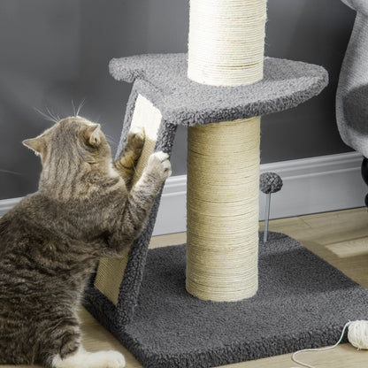 Cat Tree Tower, Cat Activity Centre, with Sisal Scratching Post, Multi Level Cat Climbing Frame Indoor, 48 x 48 x 92 cm, Dark Grey