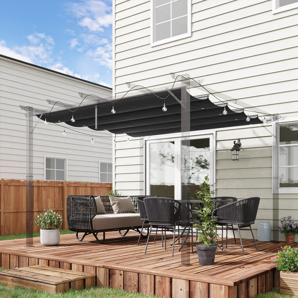 Outsunny Retractable Pergola Shade Cover, Replacement Canopy Fabric for 3 x 3 (m) Pergola, Gazebo Retractable Roof, Grey